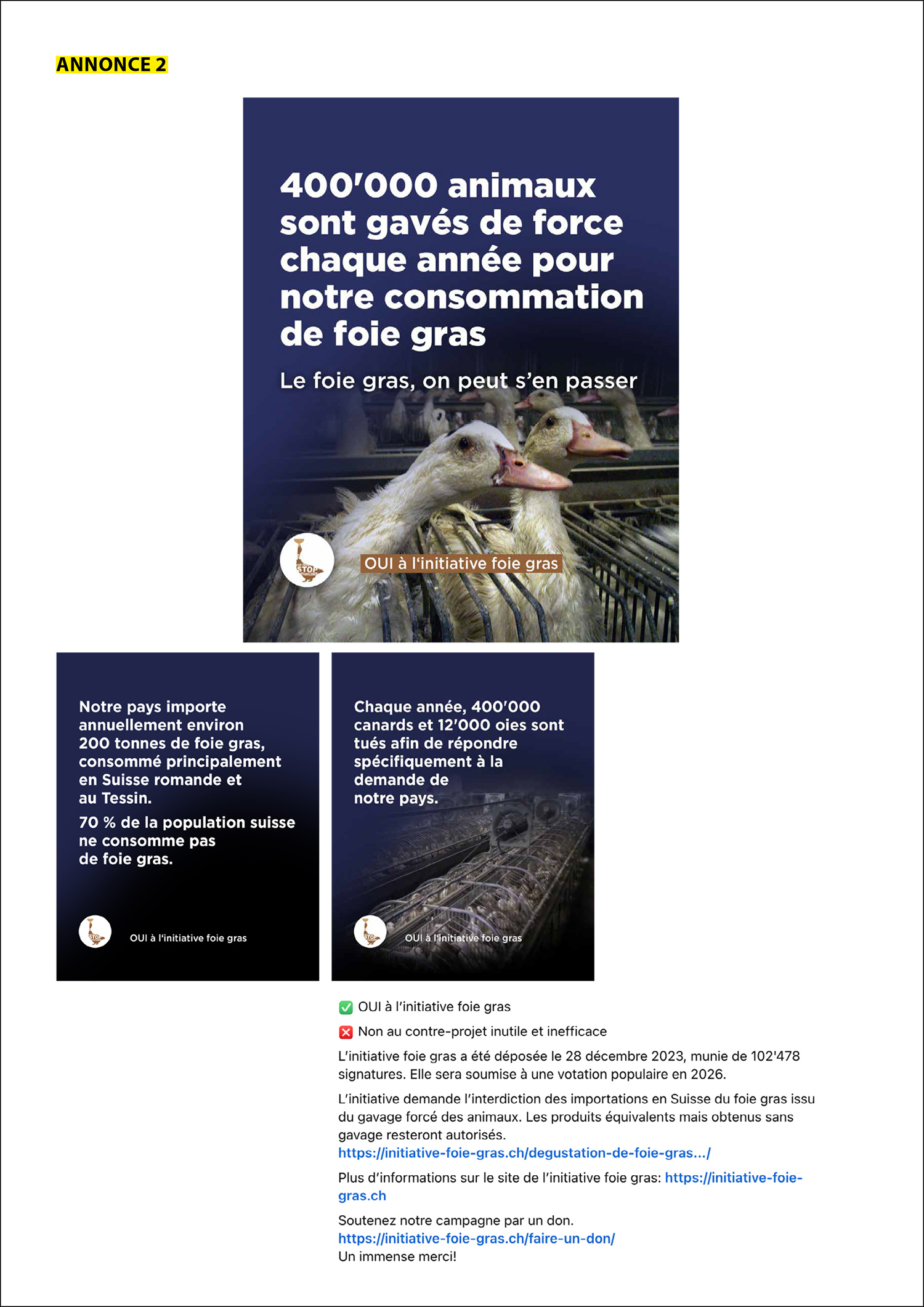 Un foie gras sans souffrance ne peut pas exister.